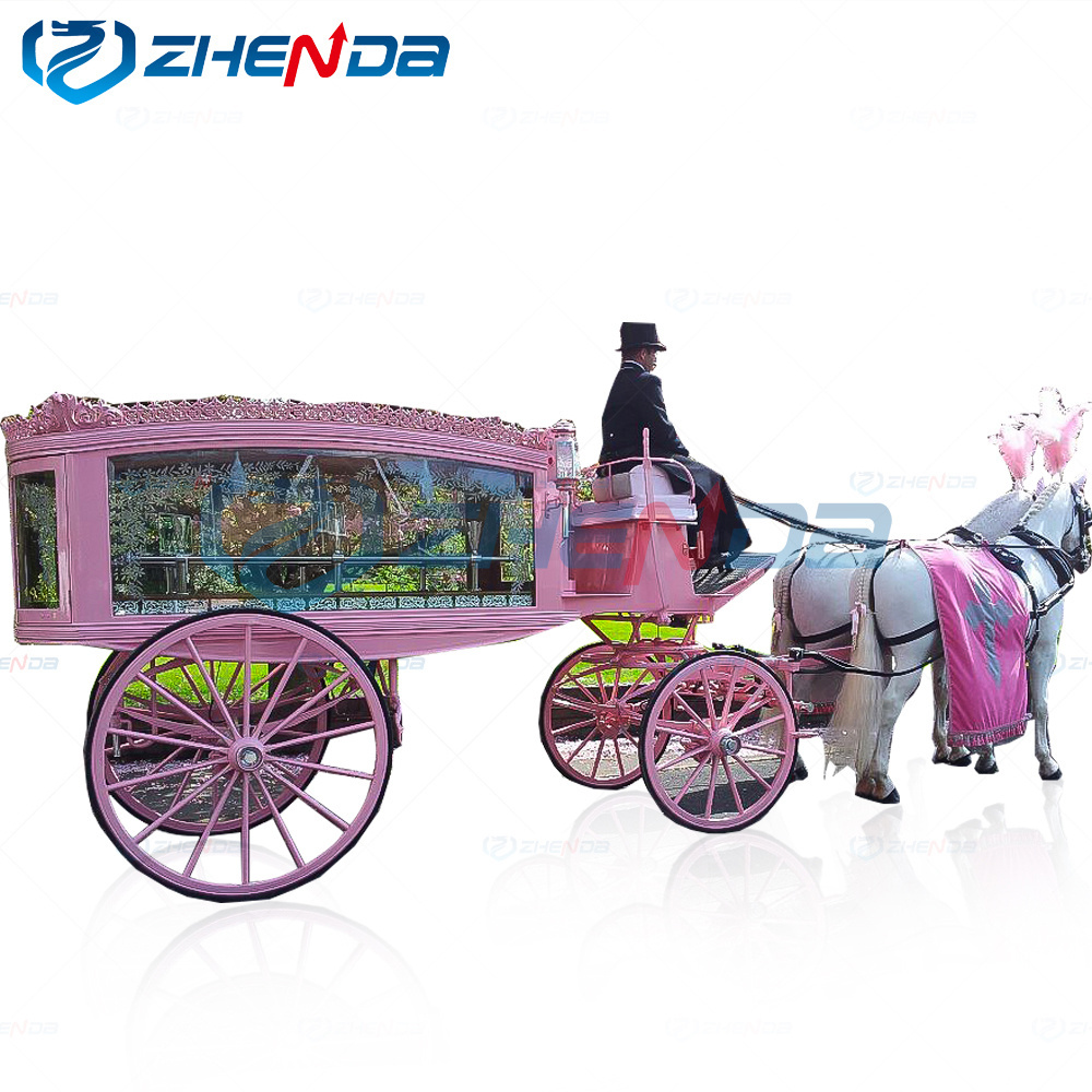 2024 Made in China funeral supplies custom coffin chariot Brazilian unique style horse drawn hearse for sale