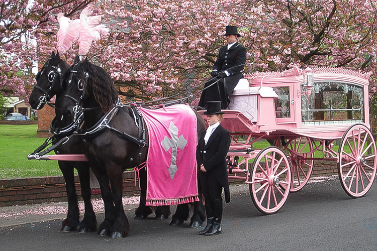 2024 Made in China funeral supplies custom coffin chariot Brazilian unique style horse drawn hearse for sale