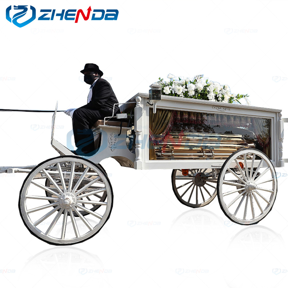 Customized white horse drawn hearse China Zhenda exports high quality hearse for sale