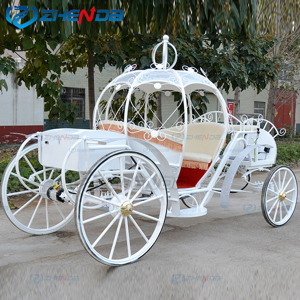 Fancy Electric Horseless Carriage Horse Carriage Solid Rubber Wheels Cinderella Pumpkin Horse Carriage For Sale