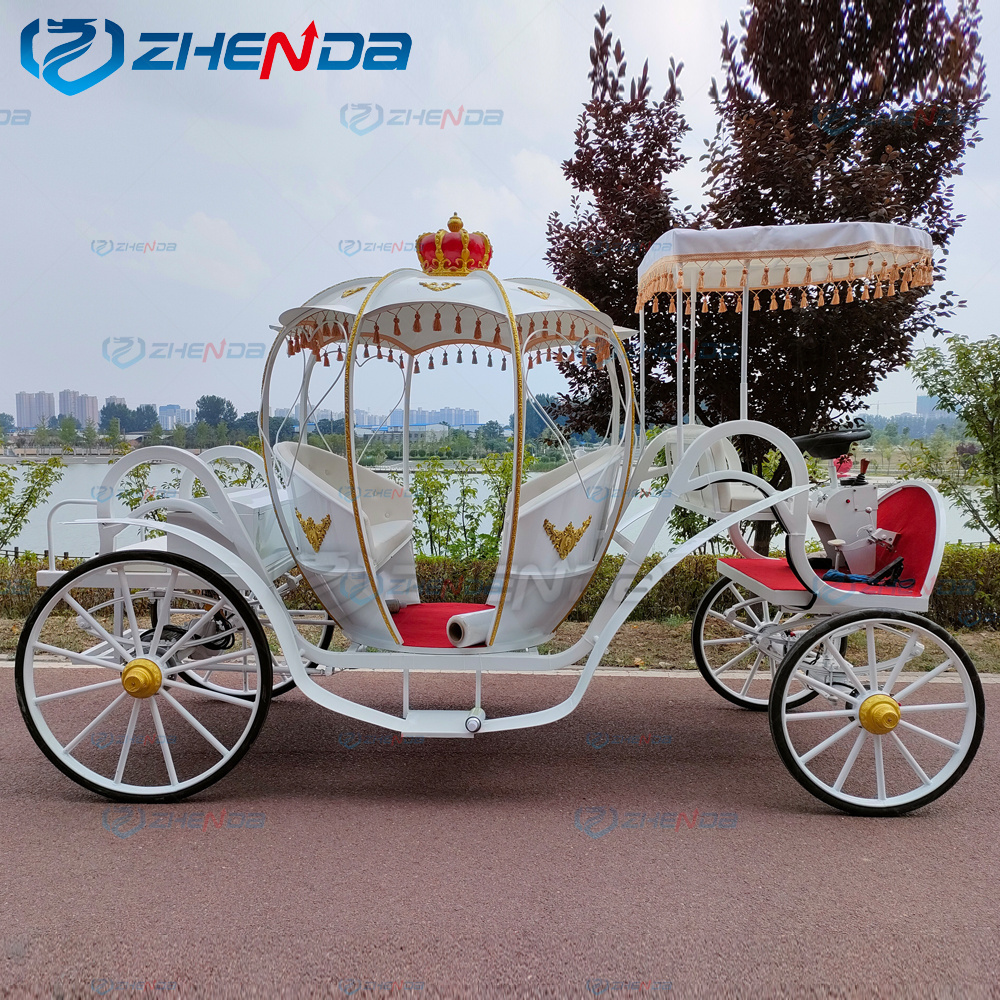 Luxury Four Wheels Electric Golden Cinderella Pumpkin Horse Carriage Horse Wagon for Sale