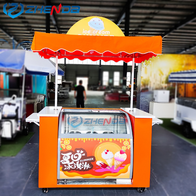 High quality Mobile street food cart sweet popcorn display trailer retail hand carts stand stall French Fries Vehicle