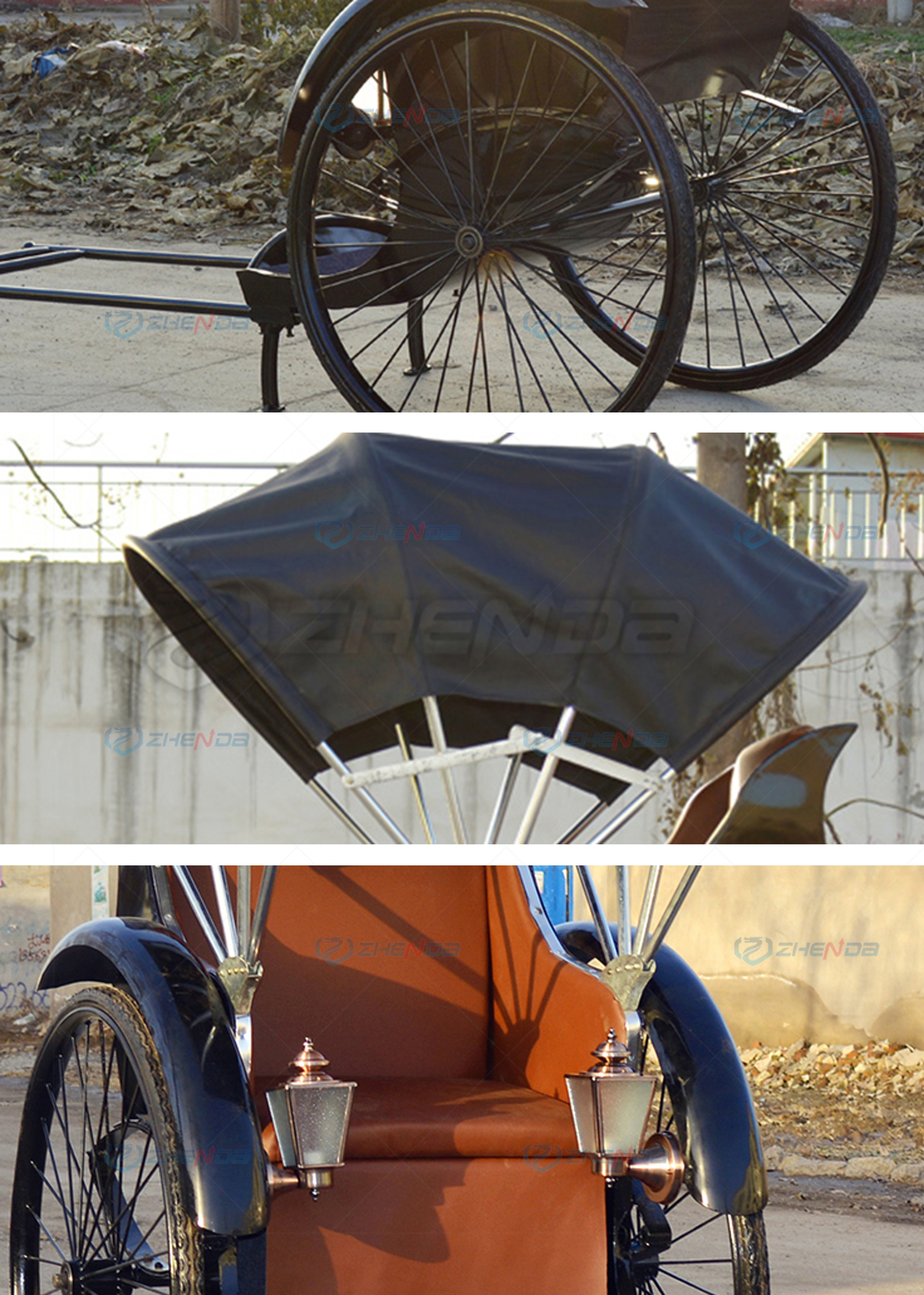 Cheap Transport Vehicle 2 Seats Pedicab Rickshaw For Exhibition Movie or Film Shows Old Shanghai Style