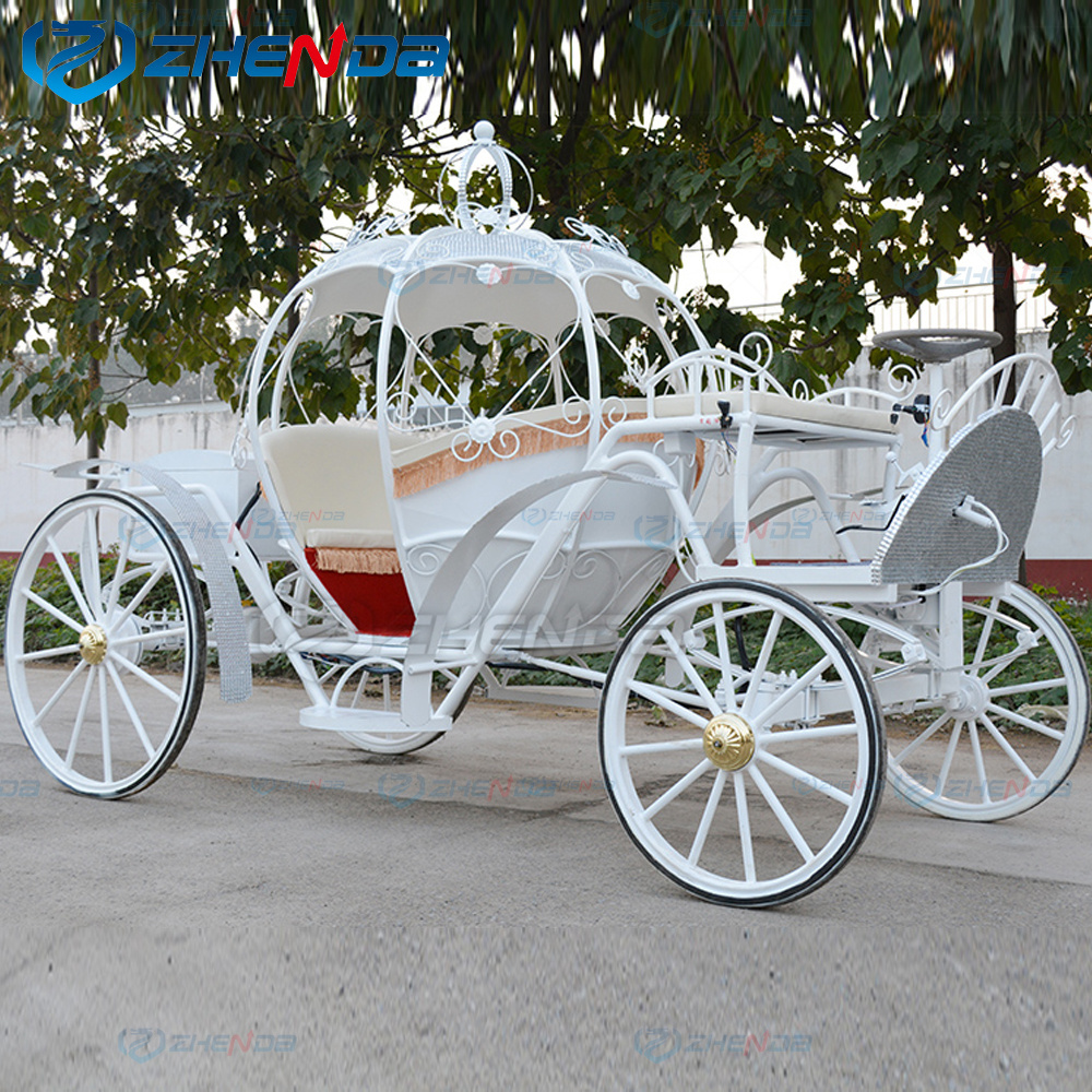 Fancy Electric Horseless Carriage Horse Carriage Solid Rubber Wheels Cinderella Pumpkin Horse Carriage For Sale