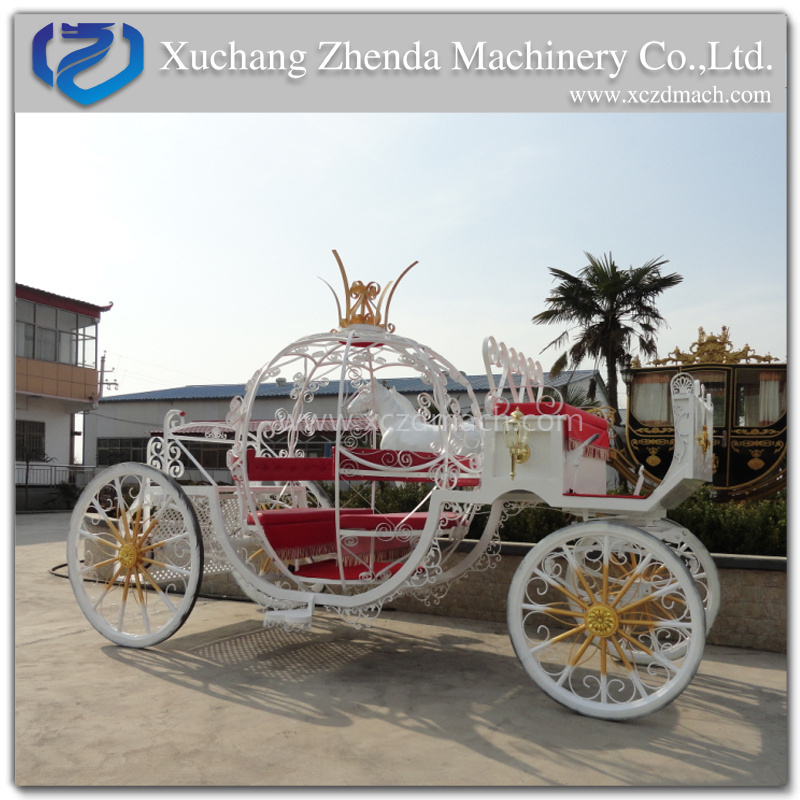 Festival Power Wheels White Gold  Cinderella Pumpkin Horse-Driven Carriage{ZD-PC04 }