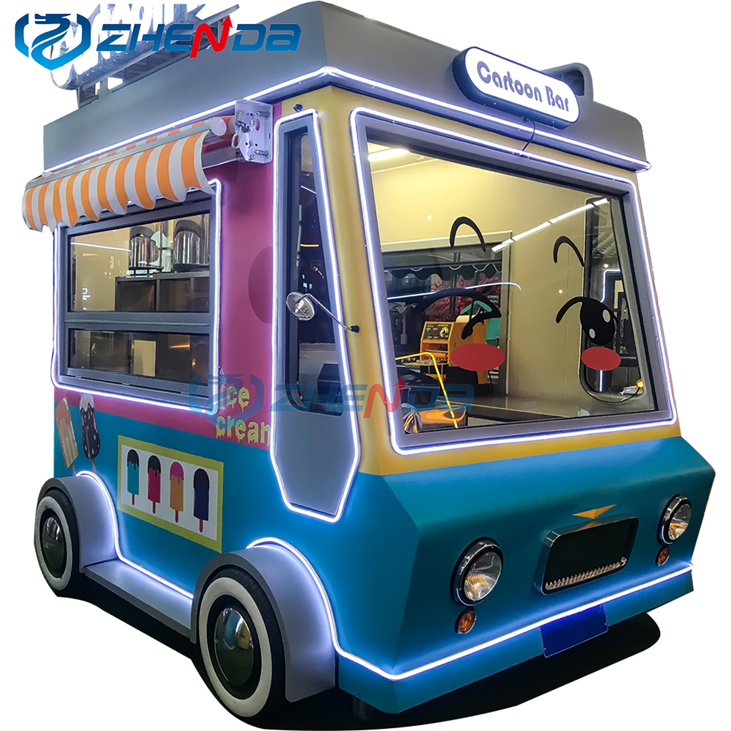 Street hot selling cute food cart/outdoor unique design ice cream dining cart/exquisite candy kiosk dining cart