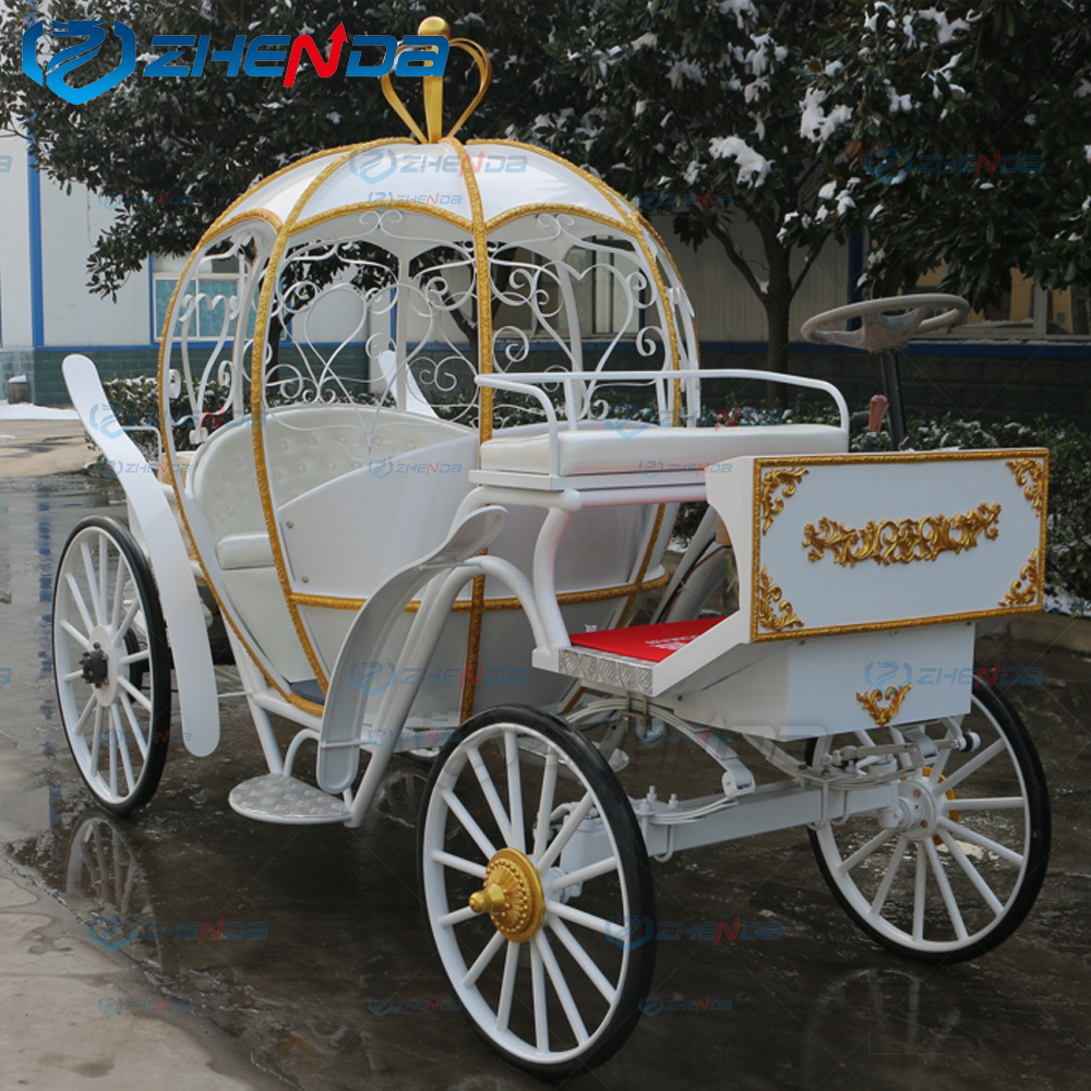 Beautiful Christmas Crown Pumpkin wedding electric horse drawn carriage / Electric princess horse cart wagon for sale