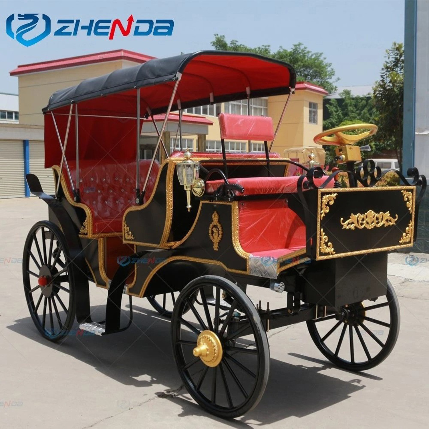 Christmas Sightseeing Carriage / Wedding Horse Carriages For Sale / Cheap Four Wheel Horse Cart Horse Carriages