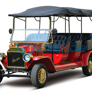 Scenic red vitality four-row natural sightseeing classic car retro electric holiday sports golf cart Vintage car with canopy