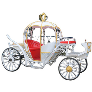 Beautiful Christmas Crown Pumpkin wedding electric horse drawn carriage / Electric princess horse cart wagon for sale