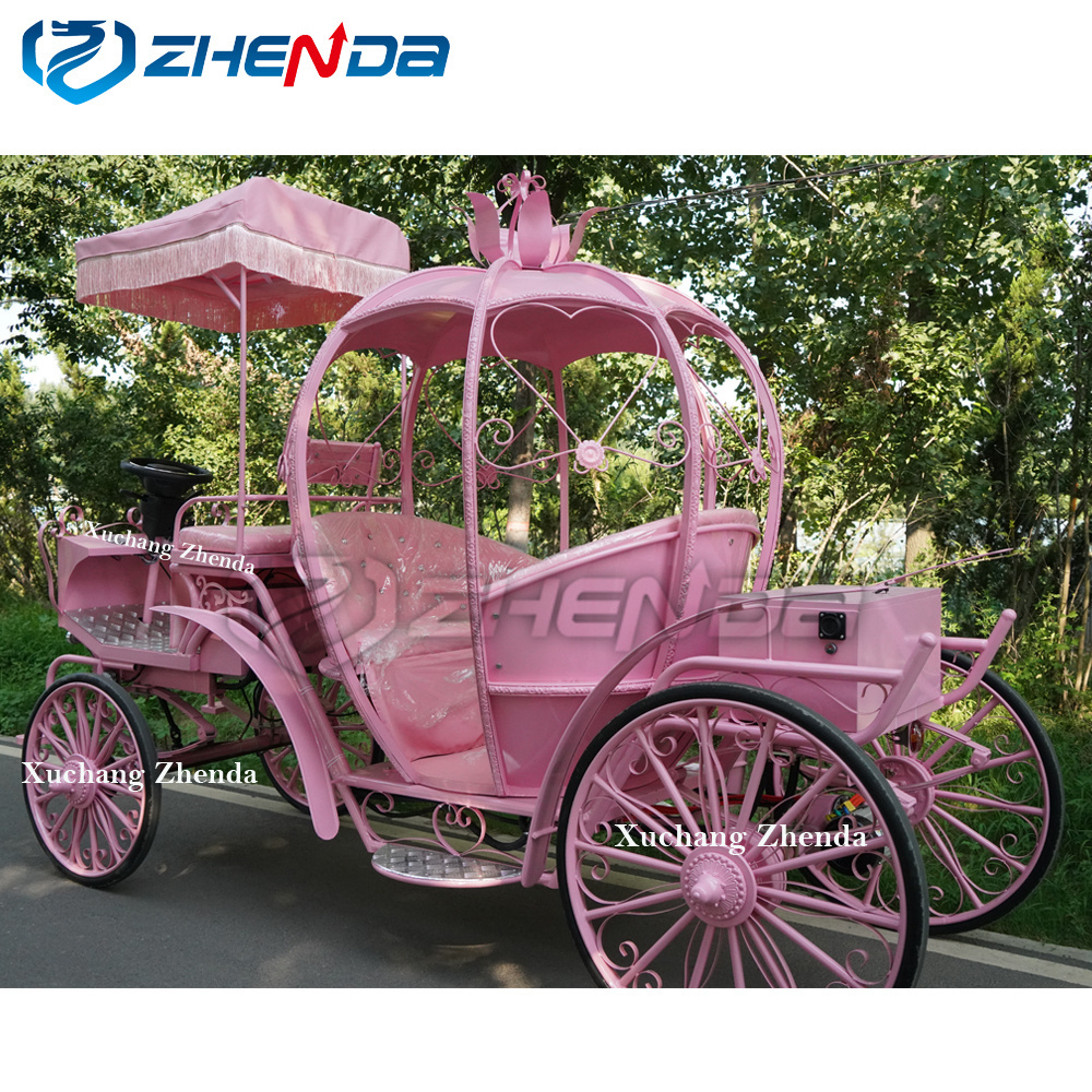 Pink Fashion Cinderella Pumpkin Horse Carts Pumpkin wedding Carriage Electric Pumpkin Horse Carriage for Sale