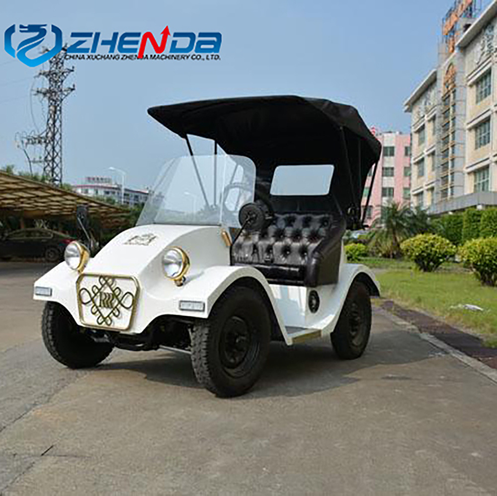 For Sale Mini White Two-seater Covered Golf Cart / High Quality Unique Design Vintage Car Electric Car without License 1 - 2