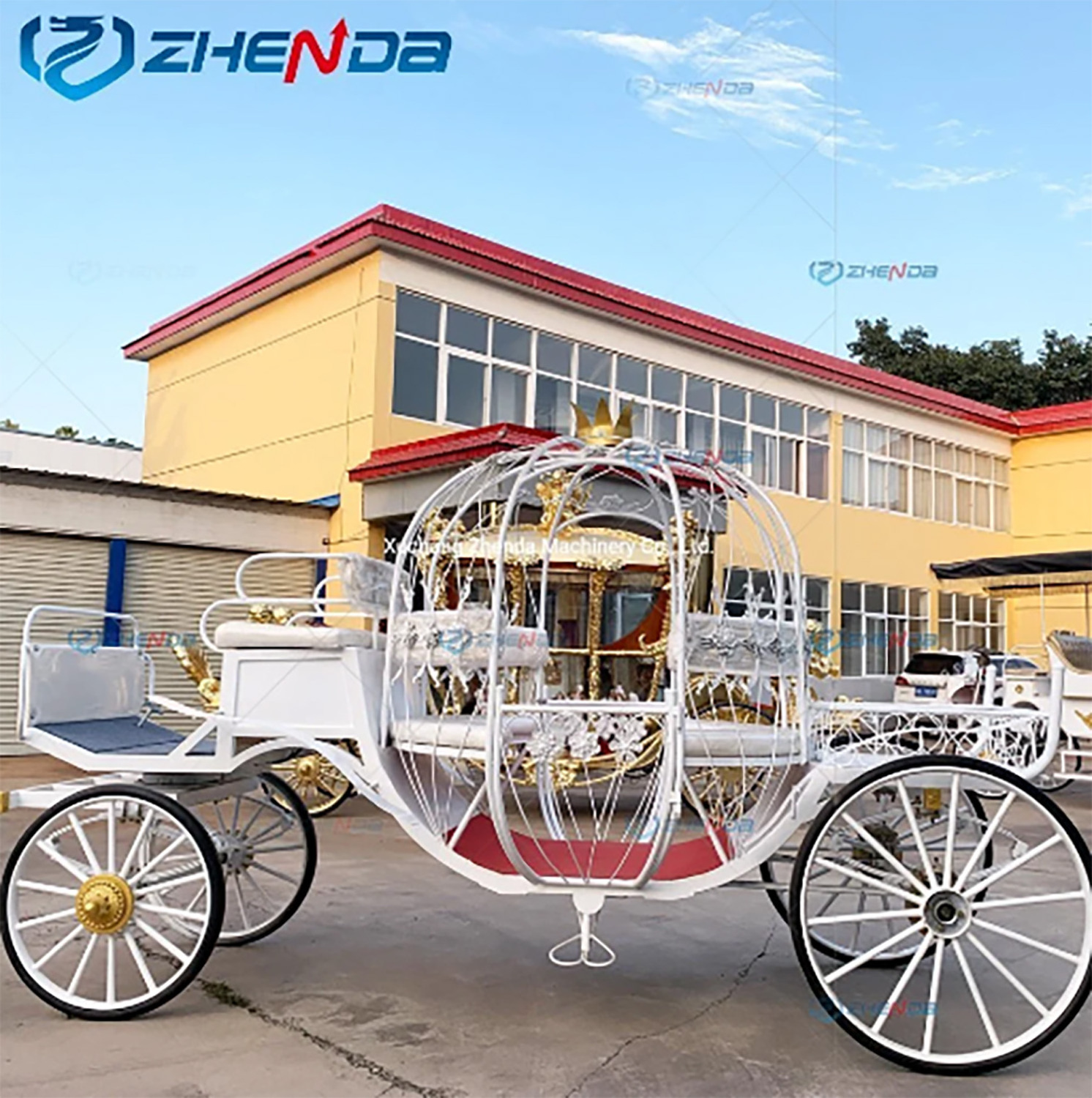 New classic wedding pumpkin carriage princess carriage vehicle wagon life size electric horseless carriage