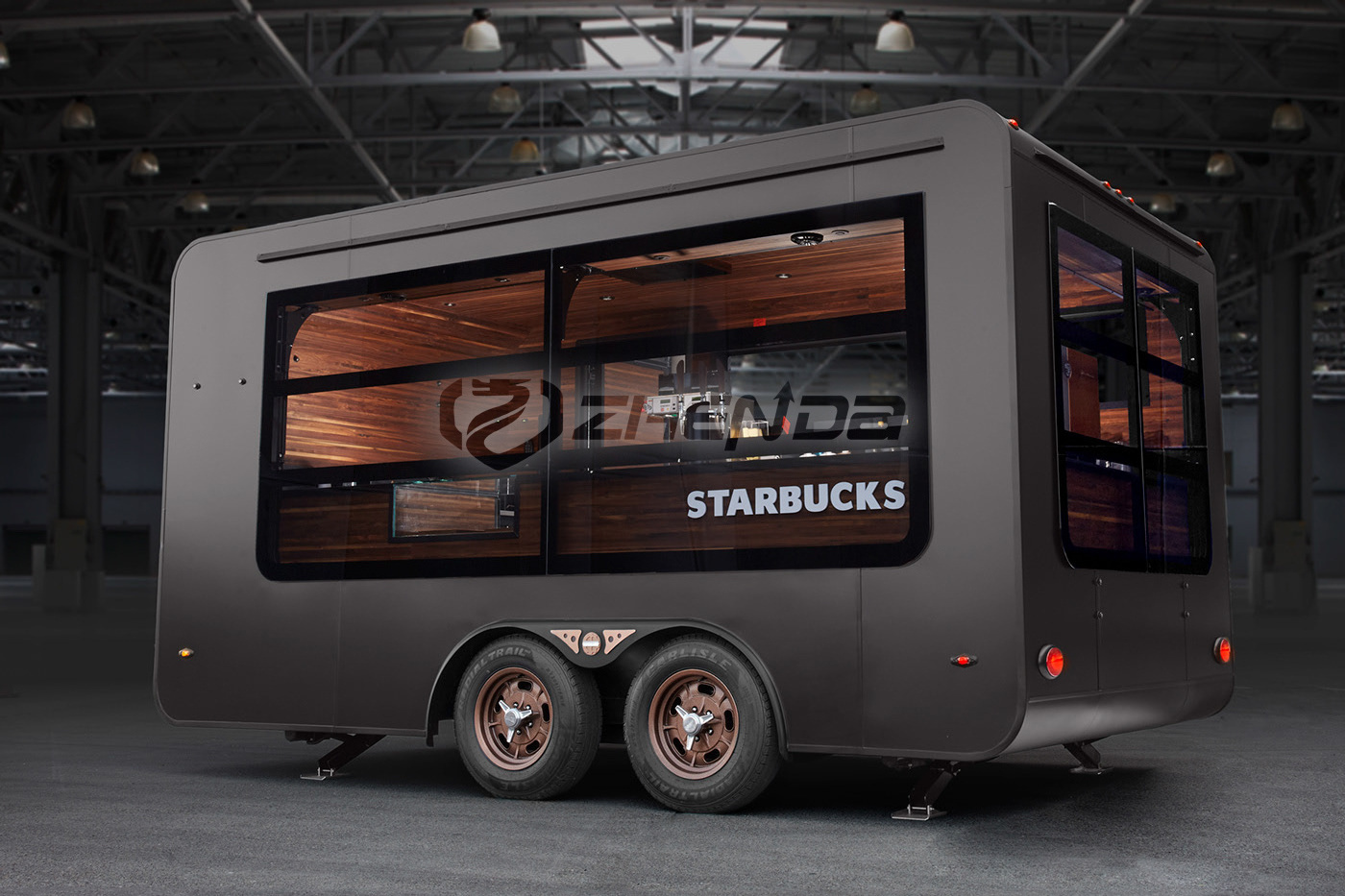 Black Mobile Electric Kitchen Coffee Bar Diner Truck Juice Snack Food Trailer Truck Country Street Side Road Food cart