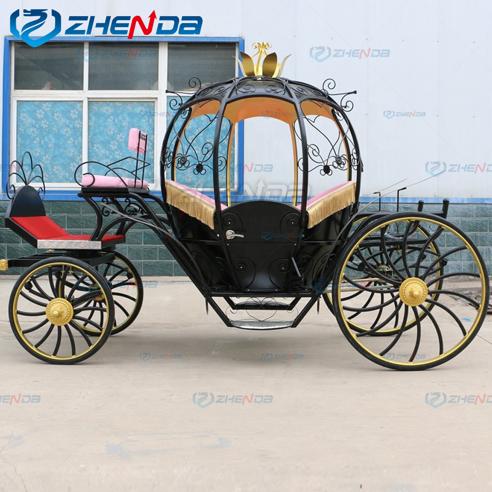 Luxury four wheels royal pumpkin sightseeing electric royal horse carriage for sale