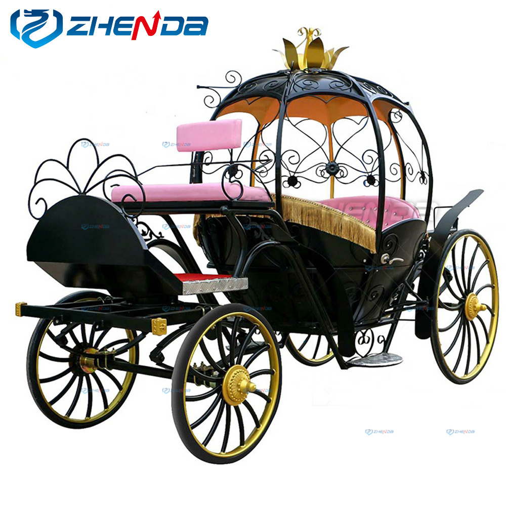 Luxury four wheels royal pumpkin sightseeing electric royal horse carriage for sale