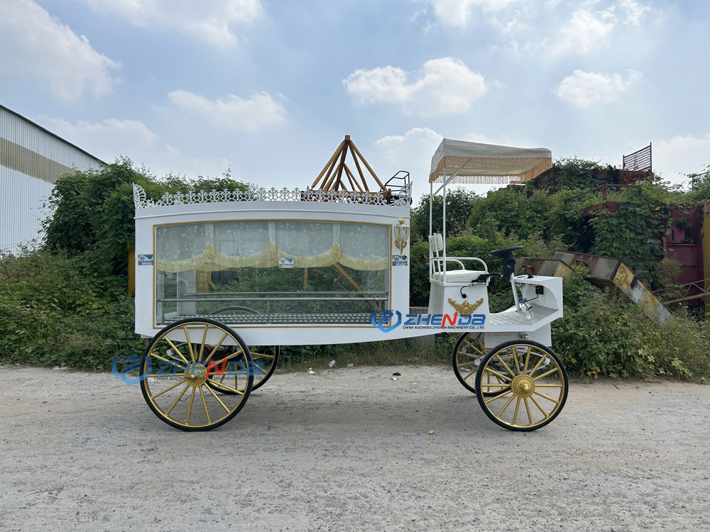 Electric horse hearse factory wholesale price horse drawn hearse white funeral horse drawn hearse for sale