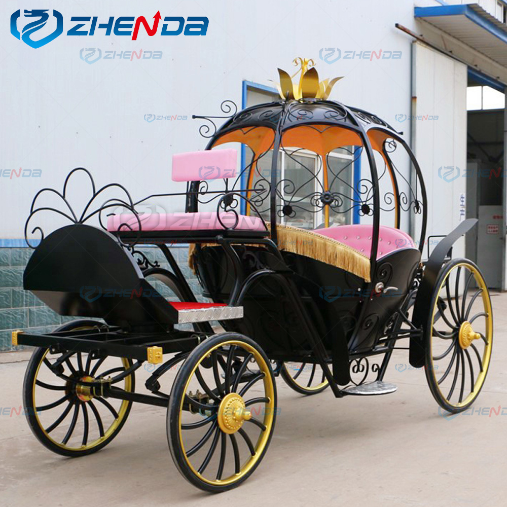 Factory-to-Consumer Black Pink Pumpkin Electric Horse Carriage  Fairytale Special Transport Royal Horse Carriage for sale