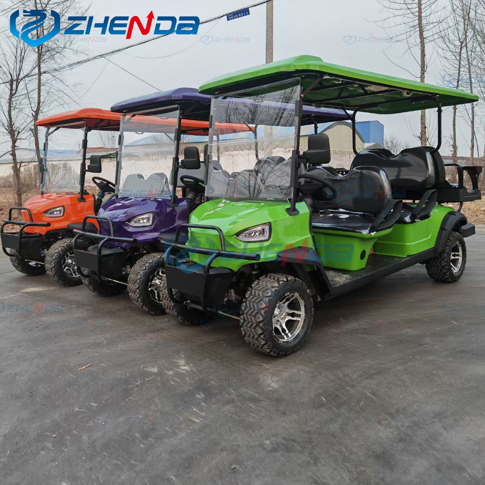 ZHENDA newest battery powered 6 seater golf carts have ready goods new off road electric golf cart buggy with lithium battery