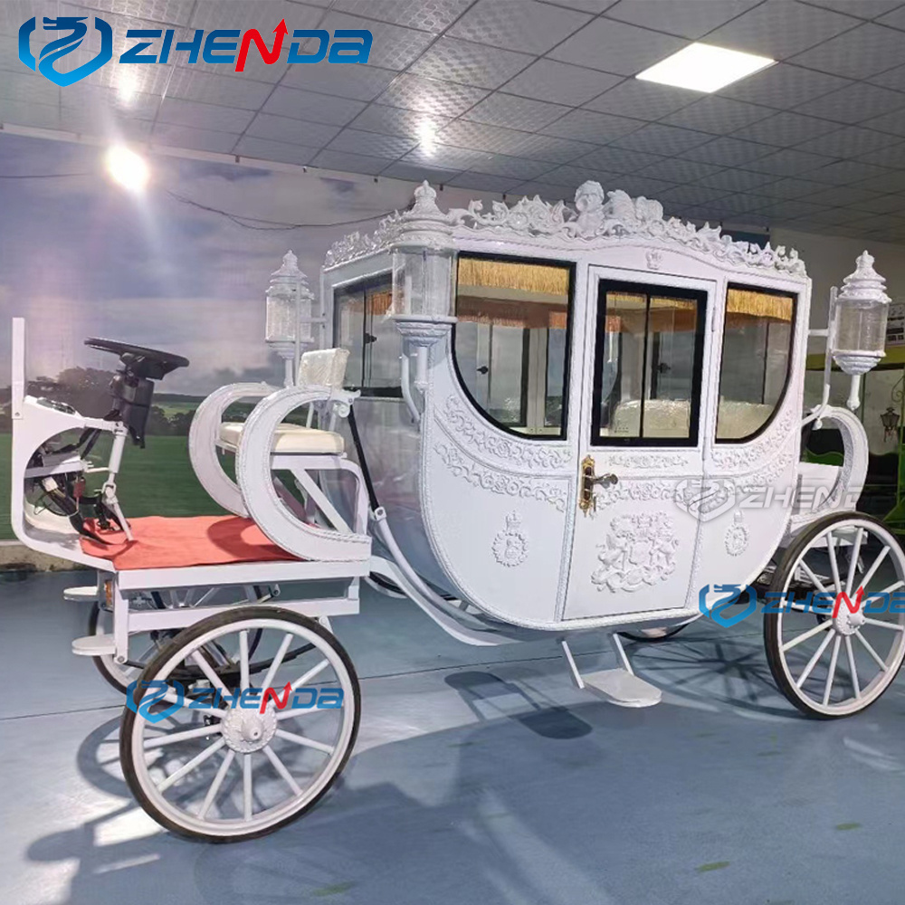 Royal horse carriage manufacturer outlet  / Pink Wedding horse vehicle wagon / Sightseeing electric horseless carriage