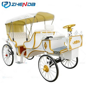 White Cinderella Luxury Wedding Carriage / Electric Sightseeing Carriage / Horse Drawn Carriage For Sale