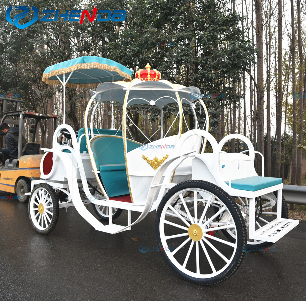 Blue Pumpkin Carriage Wedding Or Tourist Attraction Recreation Sightseeing horse Carriage With Canopy