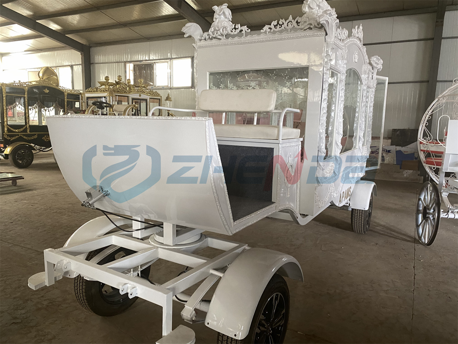 White Horse Drawn Coffin Carriage Wholesale Custom Funeral Hearse Low Price High Quality Funeral Supplies For Sale