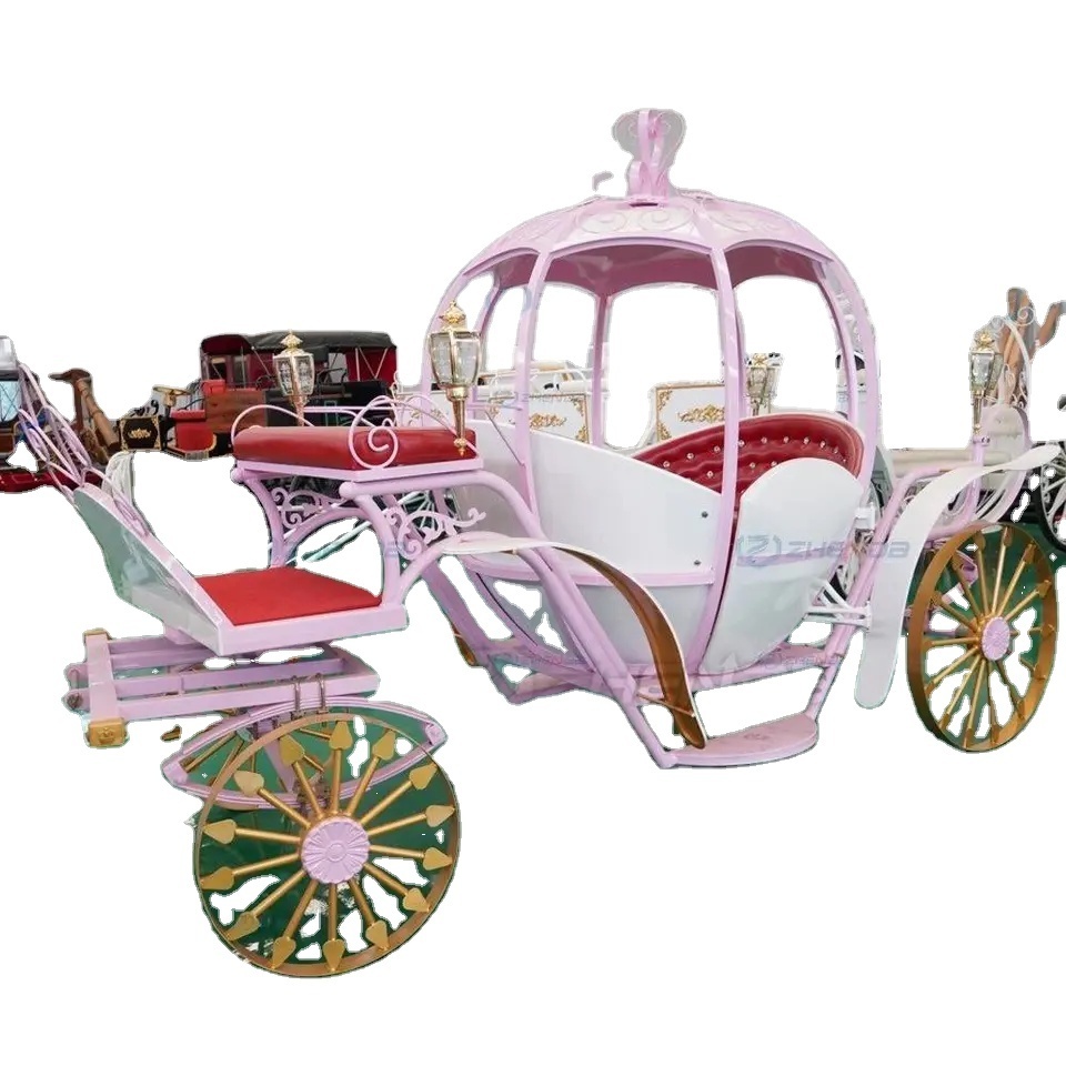 Customized Pink Pumpkin Horse Drawn Carriages/Pumpkin Princess Electric Horse Carriage/Horse carriage Horse wagon