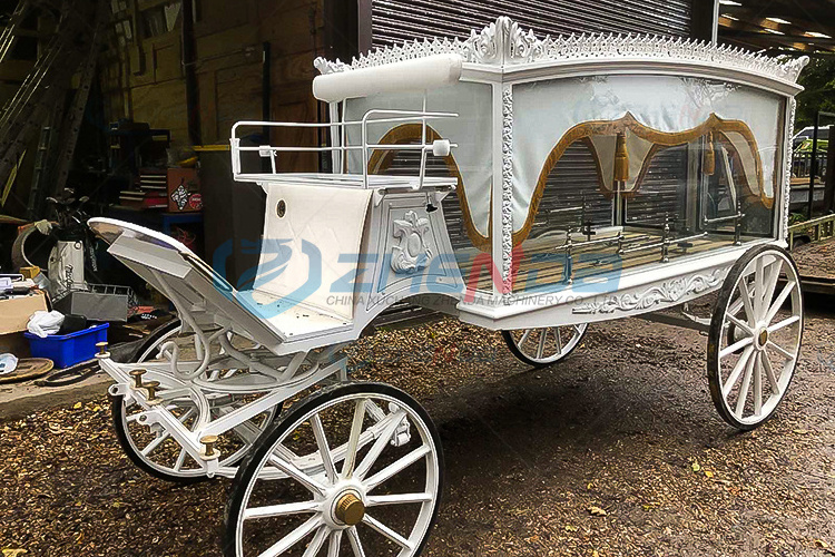 Horse Hearse Manufacturer white Horse Drawn Hearse car for Sale/Coffin box electric funeral horse drawn hearse