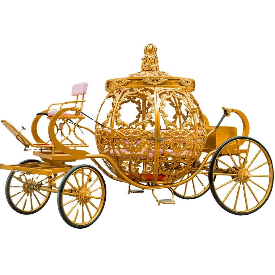 Romantic royal princess pumpkin carriage with four wheels for wedding or sightseeing Cinderella pumpkin carriage