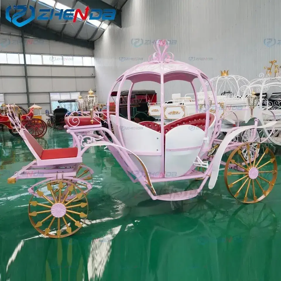 Customized Pink Pumpkin Horse Drawn Carriages/Pumpkin Princess Electric Horse Carriage/Horse carriage Horse wagon