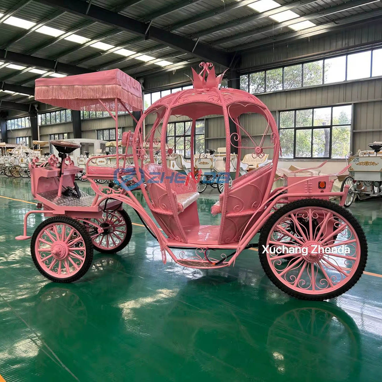 2024 Newest Pink Cinderella Pumpkin Horse Carts Pumpkin Wedding Carriage Electric Pumpkin Horse Carriage for Sale