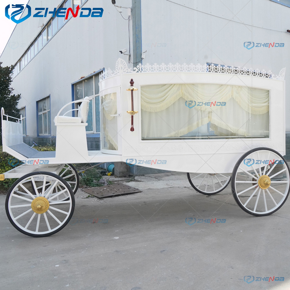 White Coffin Carriage Victoria White Horse Hearse / Coffin Car German Glass Covered Electric Hearse