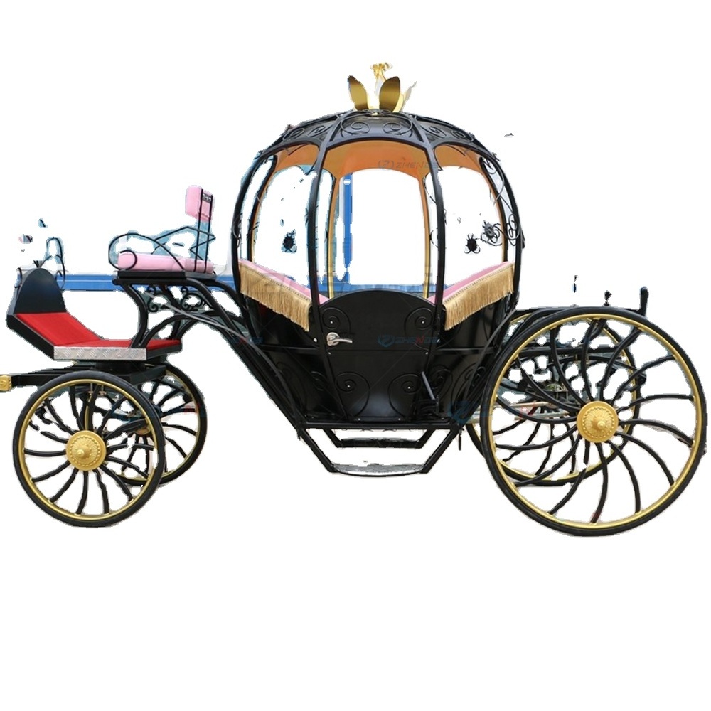 Factory-to-Consumer Black Pink Pumpkin Electric Horse Carriage  Fairytale Special Transport Royal Horse Carriage for sale