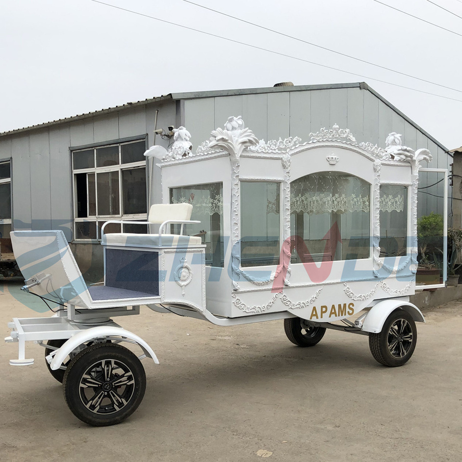 White Horse Drawn Coffin Carriage Wholesale Custom Funeral Hearse Low Price High Quality Funeral Supplies For Sale