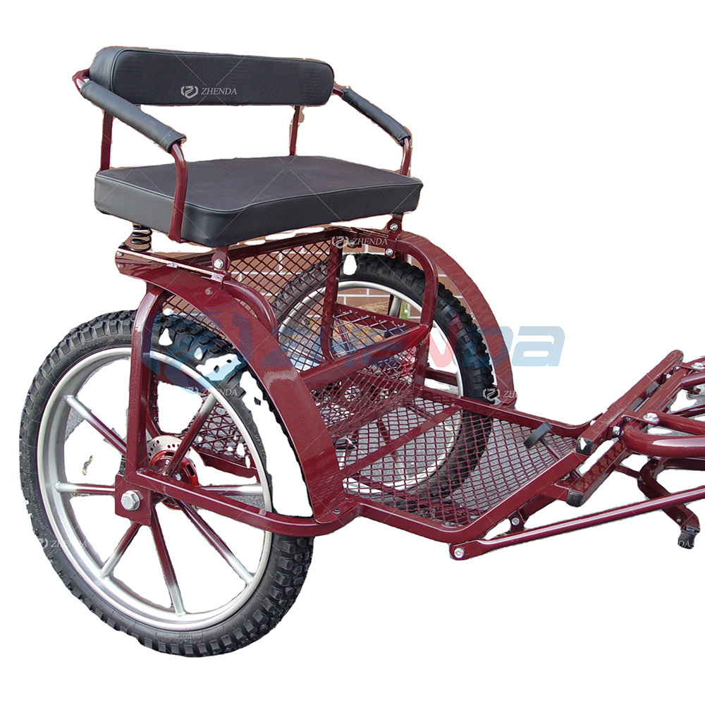 High Quality 2 Wheels Red horse carriage offroad horse drawn carriages manufacturer Marathon Horse Carriage For Sale