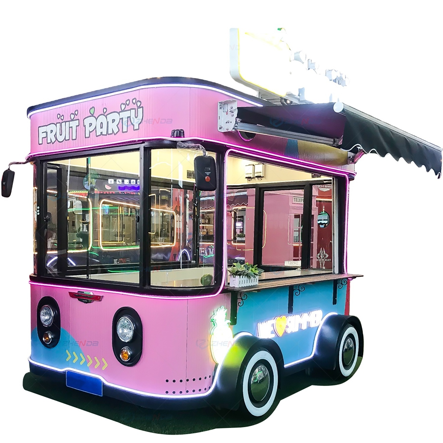 Original Manufacturer Direct Sale Beautiful Mobile Food Cart Street Fruit Cart Candy Bus Pop Snack Cart for Sale