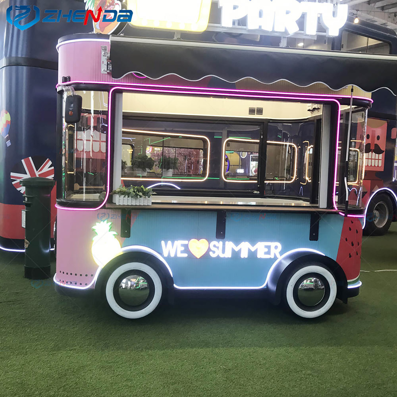 Original Manufacturer Direct Sale Beautiful Mobile Food Cart Street Fruit Cart Candy Bus Pop Snack Cart for Sale