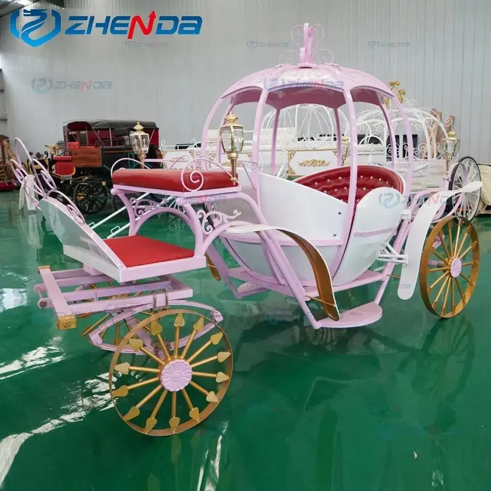 Customized Pink Pumpkin Horse Drawn Carriages/Pumpkin Princess Electric Horse Carriage/Horse carriage Horse wagon