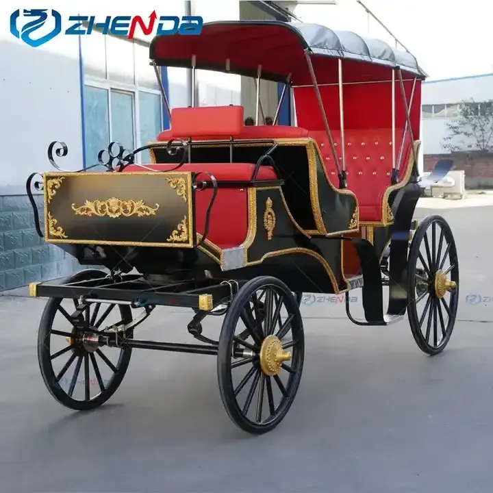 Christmas Sightseeing Carriage / Wedding Horse Carriages For Sale / Cheap Four Wheel Horse Cart Horse Carriages