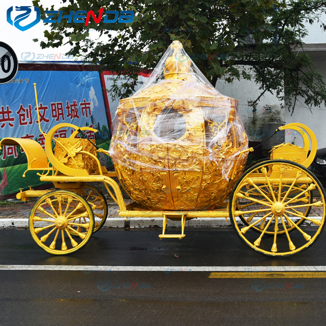 Romantic royal princess pumpkin carriage with four wheels for wedding or sightseeing Cinderella pumpkin carriage