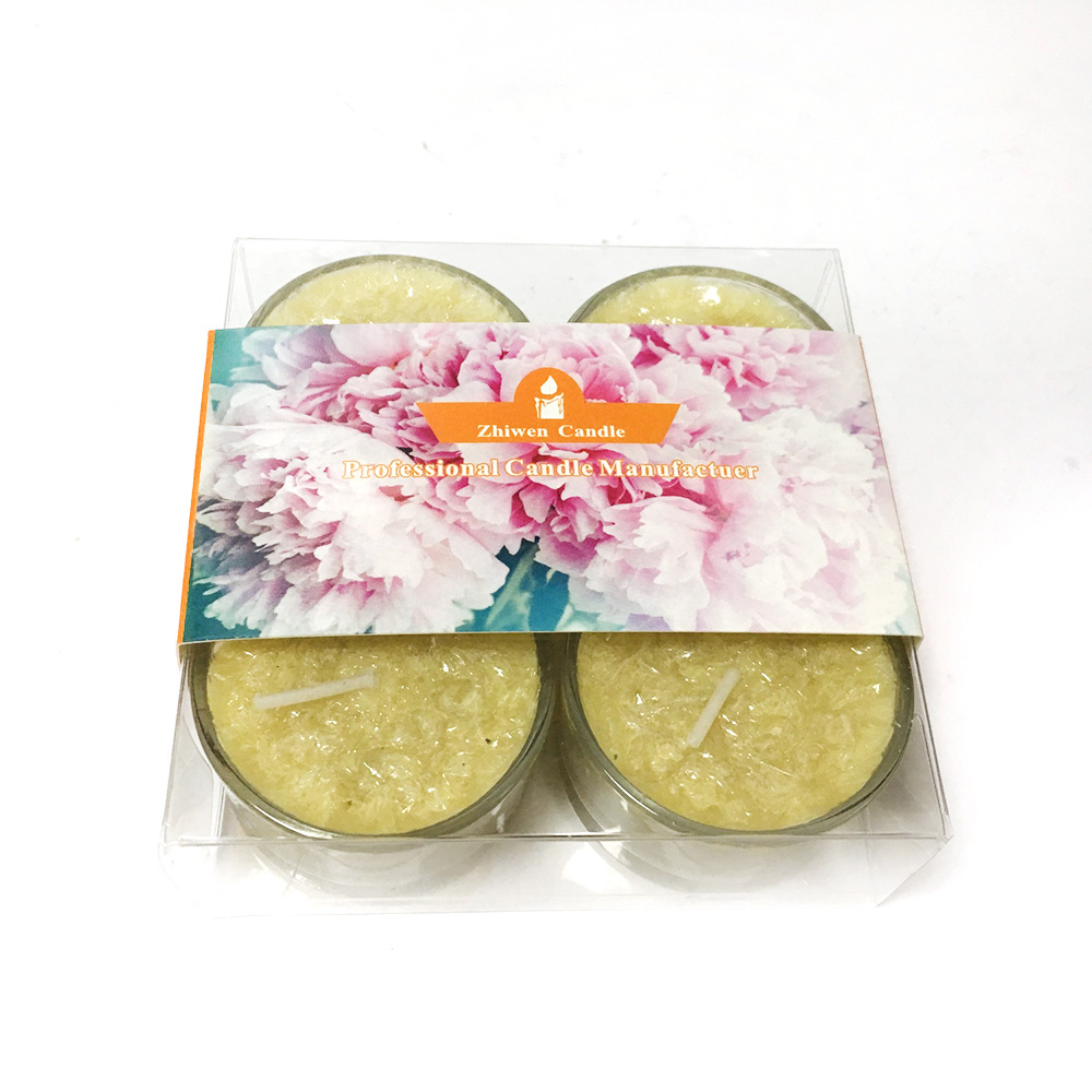 Personalized  scented tea light Candle,Wholesale 4 pieces each set PVC box packing customized fragrance tea light Candles