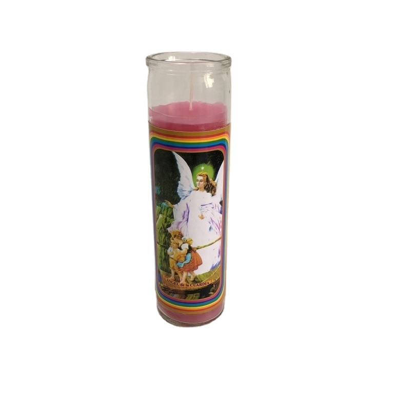 cheap religious candles burning time 24 hours ~7 days,high 8 inch glass  jewish candle, kosher candle candle with saint image