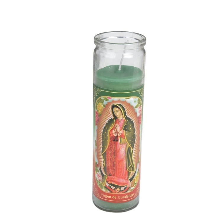 wholesale mexican church candles  Custom 8'' Candles 7 Days Glass Religious Candles