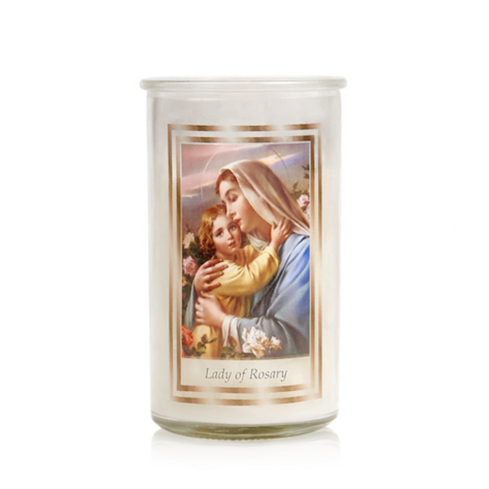 Lady of Lourdes Lady of Rosary Saint Anne Saint Gerard Saint Rita Christ the King 72 hours glass jar religious candles