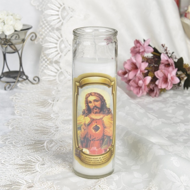 Customized Labels 7 Days San Martin Caballero Glass Candle