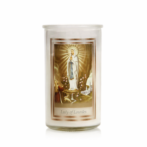 Lady of Lourdes Lady of Rosary Saint Anne Saint Gerard Saint Rita Christ the King 72 hours glass jar religious candles