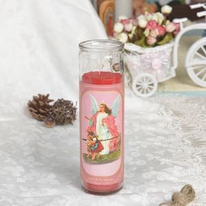 Christian Religious Candle, 7 Day Candle, Religious Candle Glass Jars glass candle bell