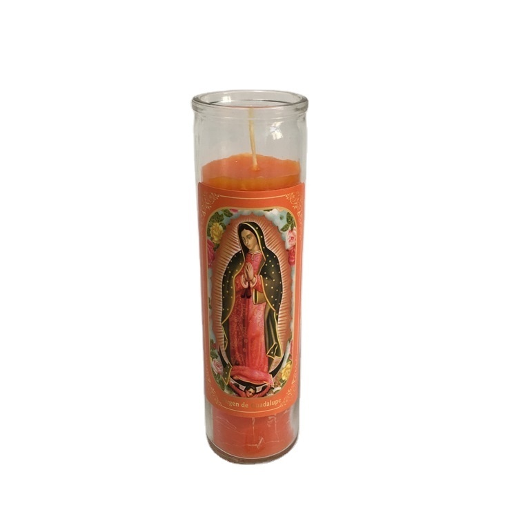 cheap religious candles burning time 24 hours ~7 days,high 8 inch glass  jewish candle, kosher candle candle with saint image