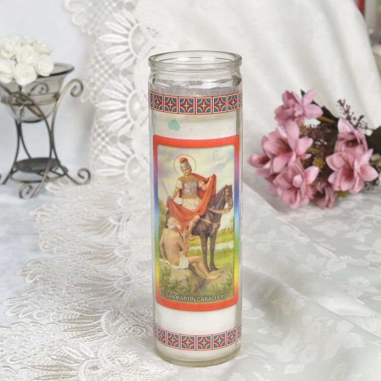 Customized Labels 7 Days San Martin Caballero Glass Candle